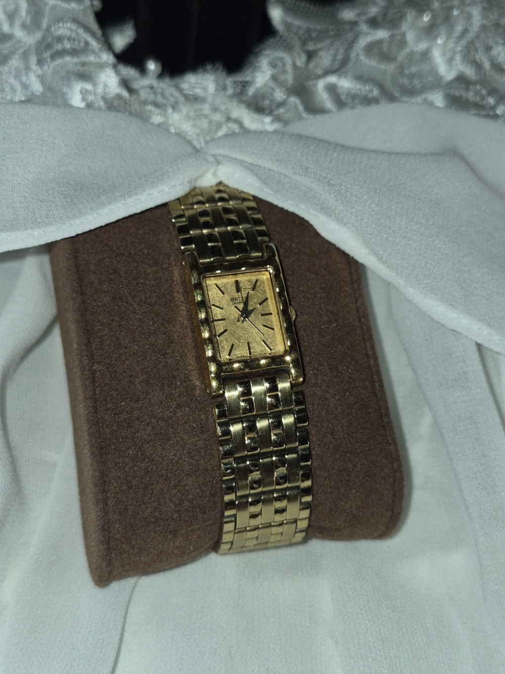Seiko Gold-Tone Rectangular Women's Bracelet Watch